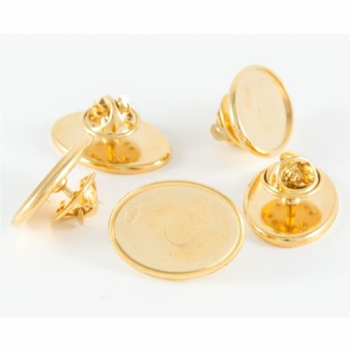 Premium Badge Blank oval 23x15 gold clutch & clear dome